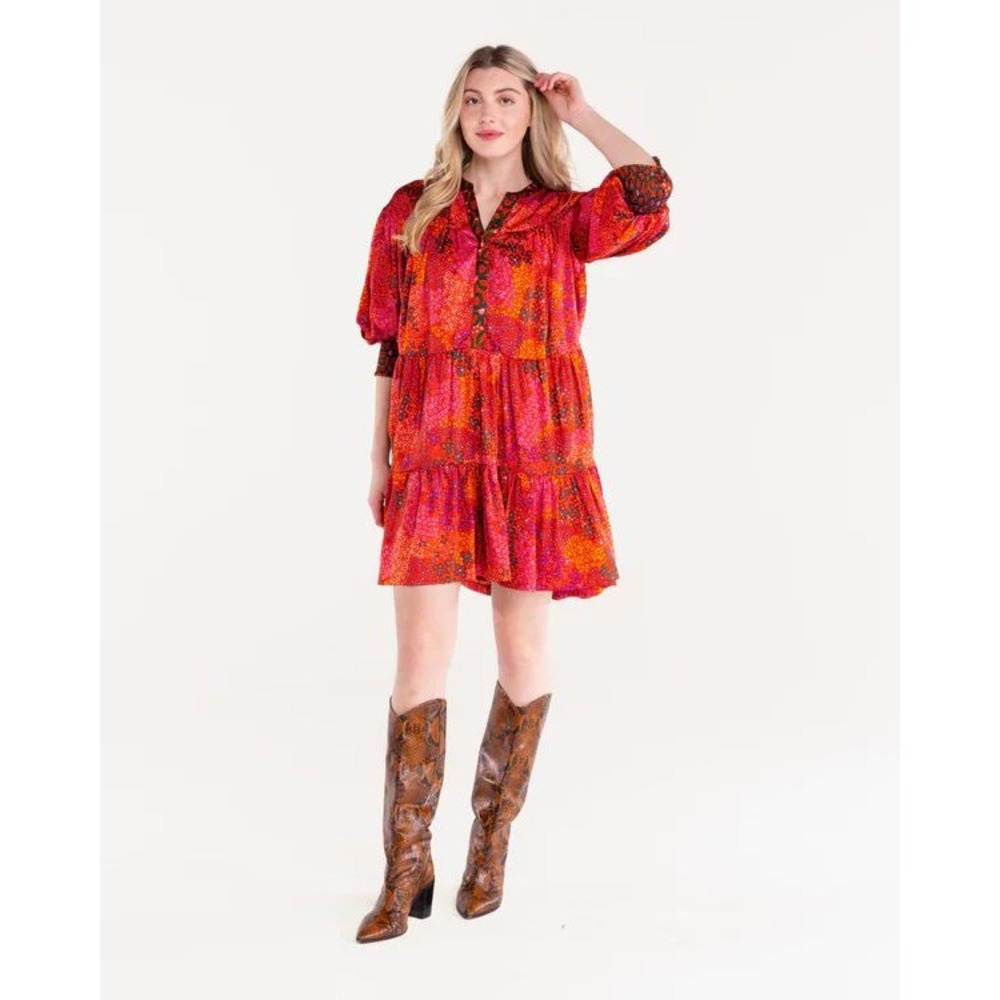Alden Adair Charlotte Dress in Funky Town Tiered Boho Smocked Size Large